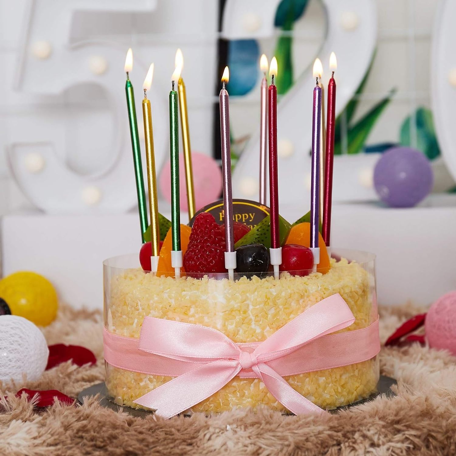 6pcs High quality Birthday Party Candles Long Thin Cake Cupcake Candle Slow Burning Birthday Party Candle Popper