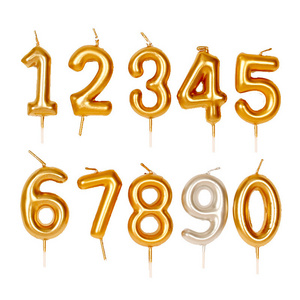 1pc 0-9 Number Candles for Cake New DIY Handmade Fire Candle Birthday Luxurious Gold Good Quality Wax Birthday Candles