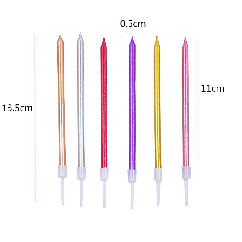 6pcs High quality Birthday Party Candles Long Thin Cake Cupcake Candle Slow Burning Birthday Party Candle Popper