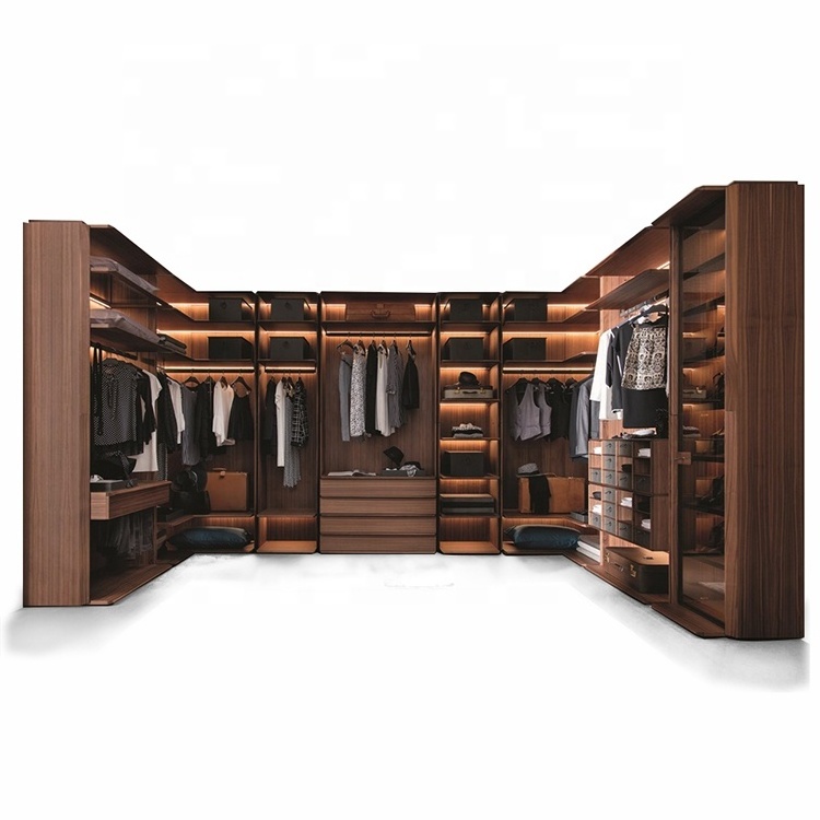 Customized Wooden Closet Walk in Closet Modern with Island for Bedroom Furniture