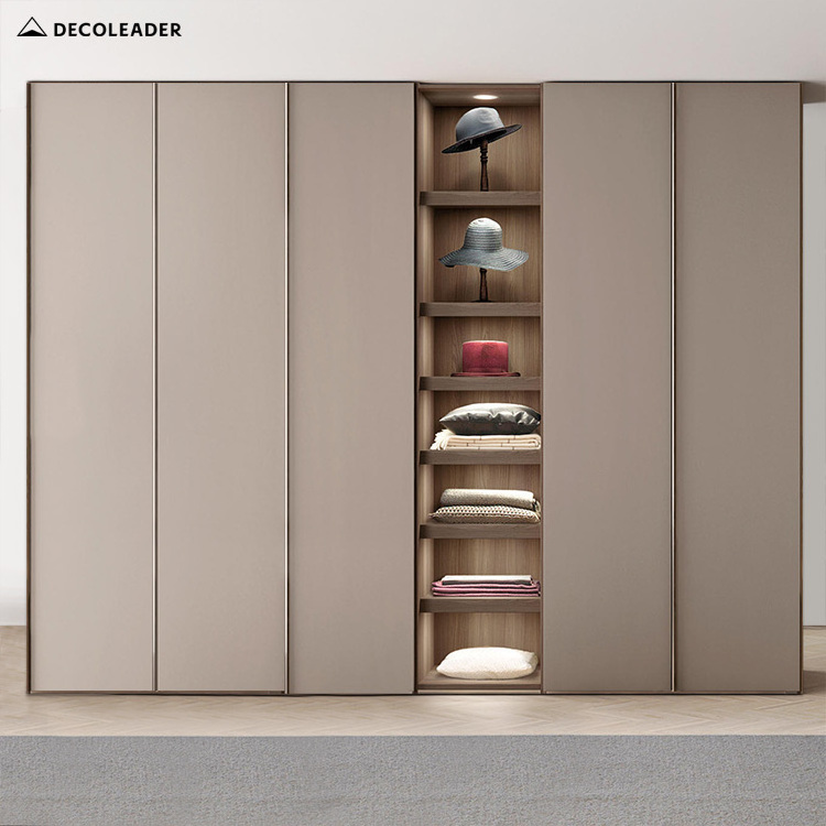 Minimalist Modern Grey Hinged Swing Door Closet Wardrobe