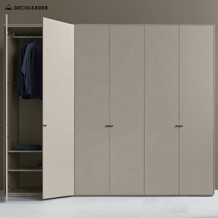 Minimalist Modern Grey Hinged Swing Door Closet Wardrobe