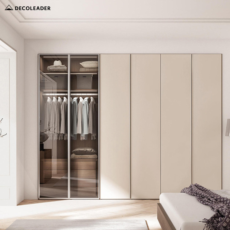 Minimalist Modern Grey Hinged Swing Door Closet Wardrobe