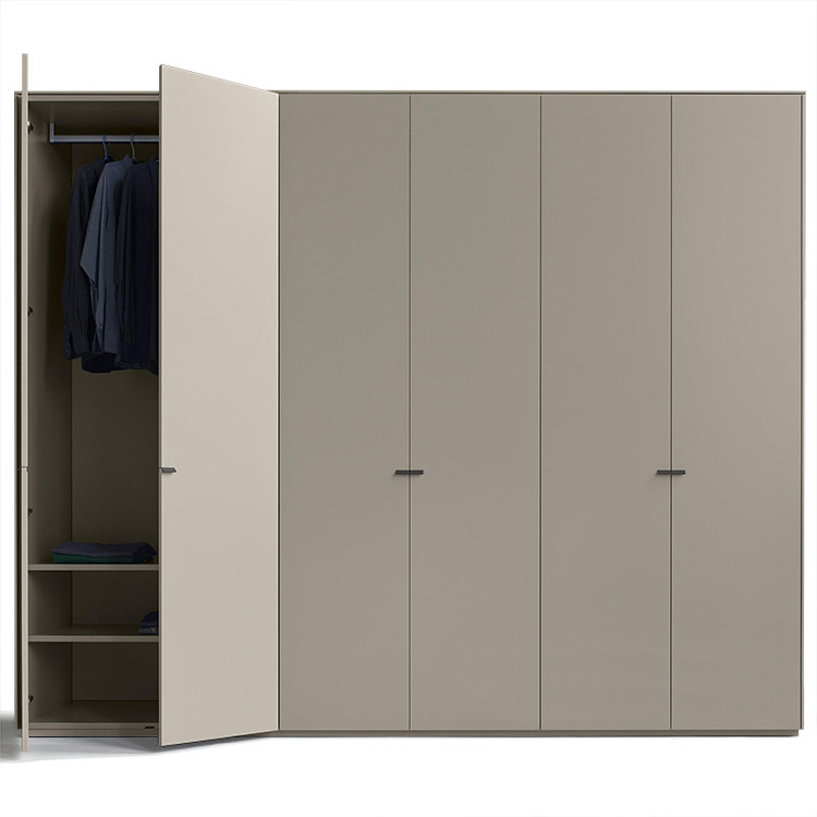 Minimalist Modern Grey Hinged Swing Door Closet Wardrobe