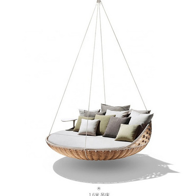 Outdoor Garden Patio Swings Rattan Wicker Swing Bed