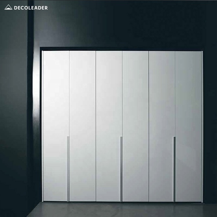 Linear Grain Wardrobe Opening door Modern Bedroom Closet Design with Long Handle