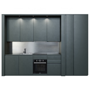 Satin Matt 2 Pac Lacquer Handle Free Green Cupboard Kitchen Cabinet