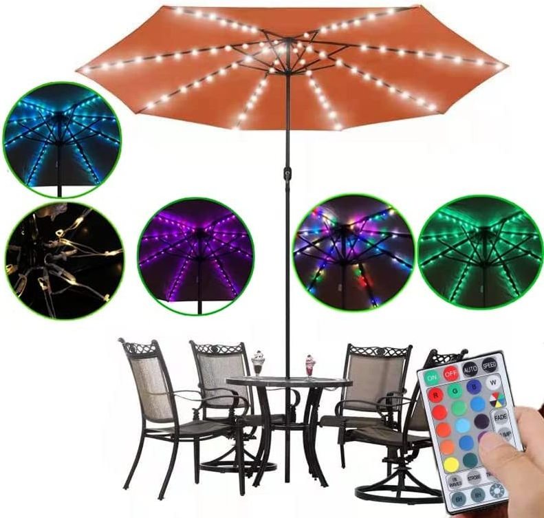 RGB Led Umbrella Fairy Light Waterproof With Remote Control For Outdoor Camping Tent Lamp Beach Garden