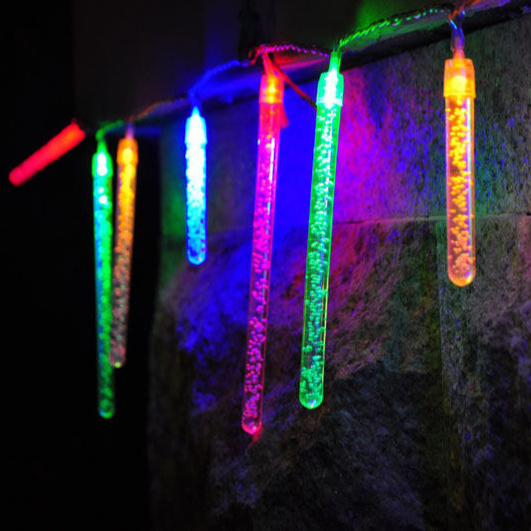 factory custom snowfall effect lights rain tube string light  with crystal bar LED icicle light for outdoor garden  roof decor