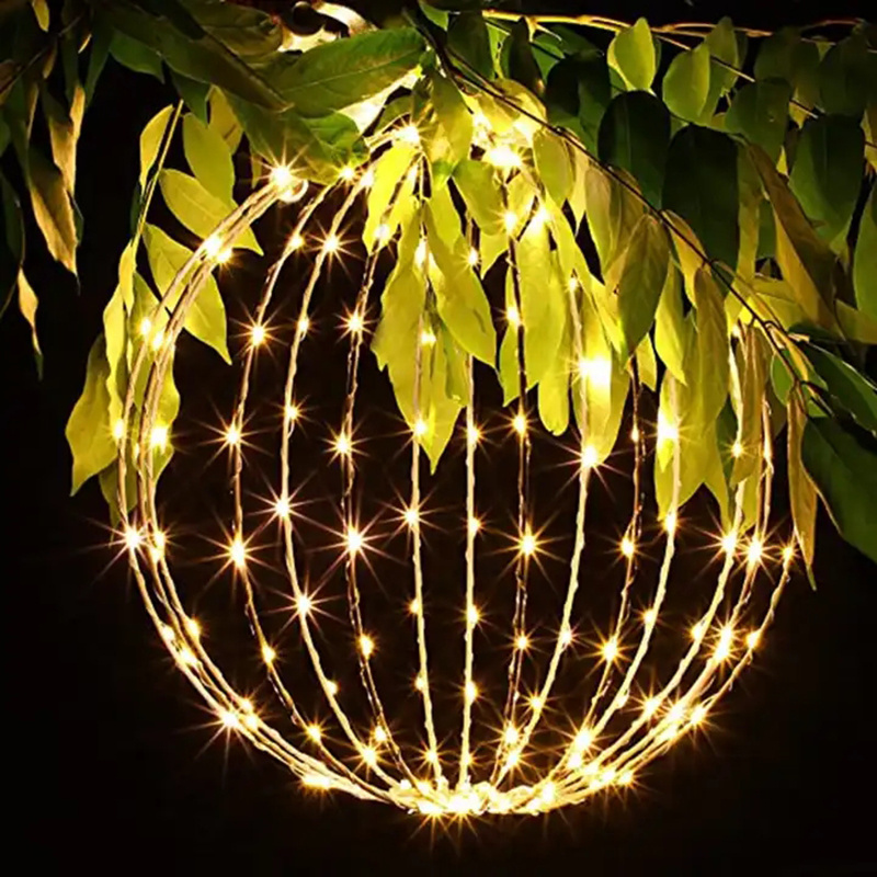 40/50/60cm Christmas garden large globe LED light iron frame sphere foldable hanging ball Light for tree decoration