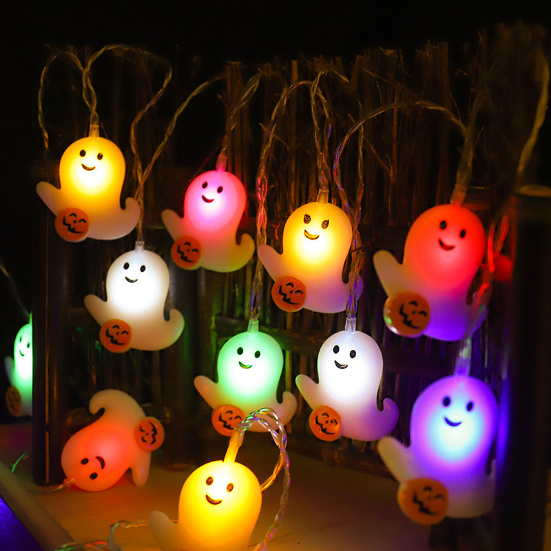 Halloween Decorations Battery Operated Lights String LED Ghost Hanging Lights