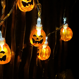 Battery Pumpkin Ghost Shaped LED String Lights Orange Outdoor Waterproof for Halloween Patio Garden Holiday decoration