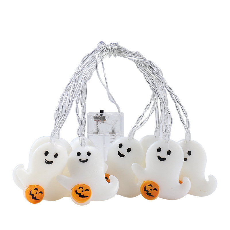 Halloween Decorations Battery Operated Lights String LED Ghost Hanging Lights