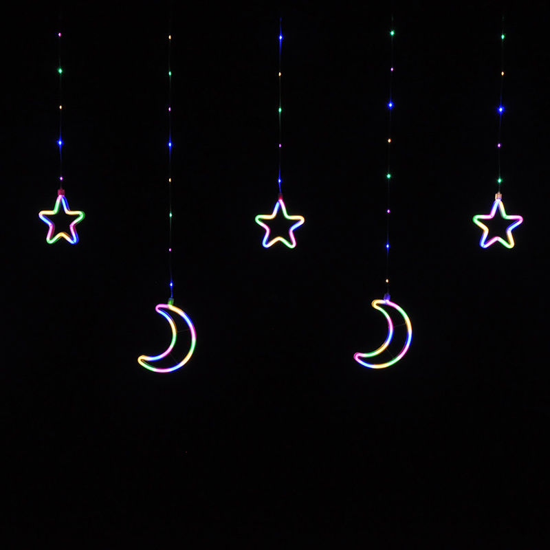 Christmas outdoor decoration ramadan neon flex light rope curtain string lights moon star and heart