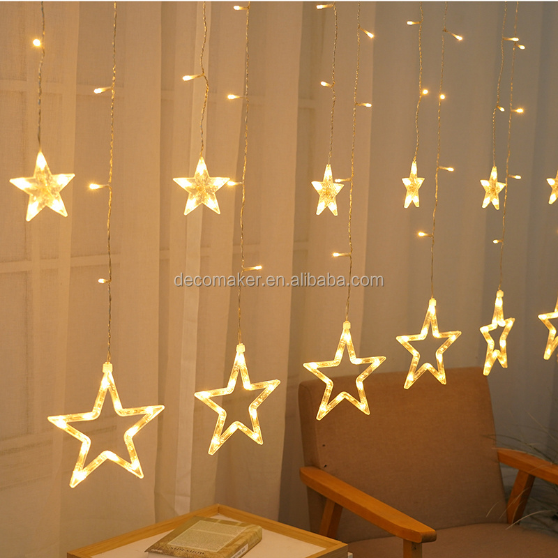 138 LED christmas 12 star window curtain lights for home party wedding wall