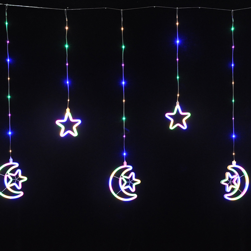 Christmas outdoor decoration ramadan neon flex light rope curtain string lights moon star and heart