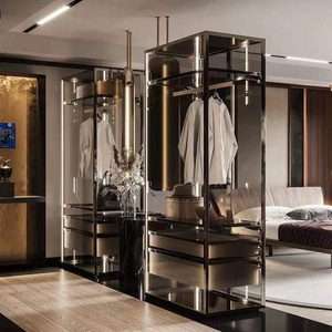 Factory Customized Manufacture Naturalistic Wardrobe Simple Luxury Metal Style Time Packing Modern  Glass closet