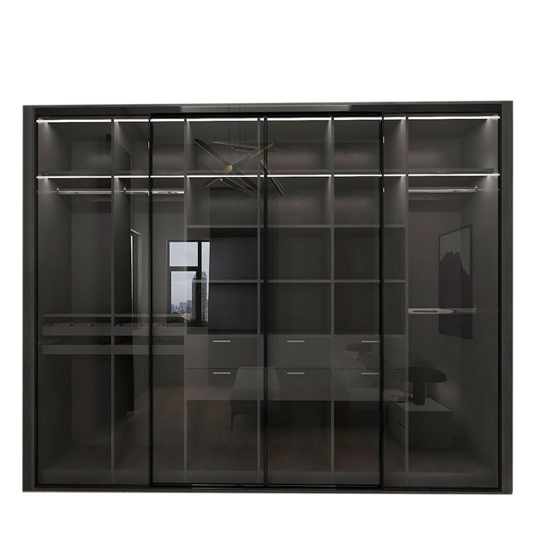 Factory Customized Manufacture Naturalistic Wardrobe Simple Luxury Metal Style Time Packing Modern  Glass closet