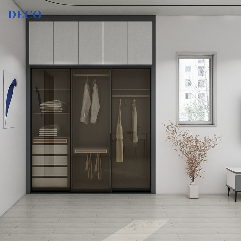 Free standing  Bedroom sliding doors clothing wardrobe storage closet wood wardrobe from Floor To Ceiling