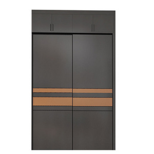 European luxury style Black and wooden armoire wardrobe closet with hanging rod and drawers