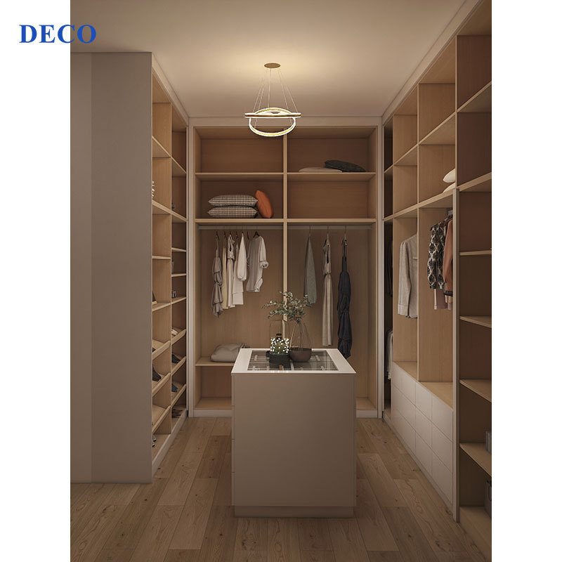 2022 Quality  wardrobe closet armoire furniture U shape white cabinet walk in wardrobe with shelves and drawers