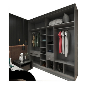 Elegant Black L Shape walk in closet furniture hanging wardrobe closet organizer and storage for clothes