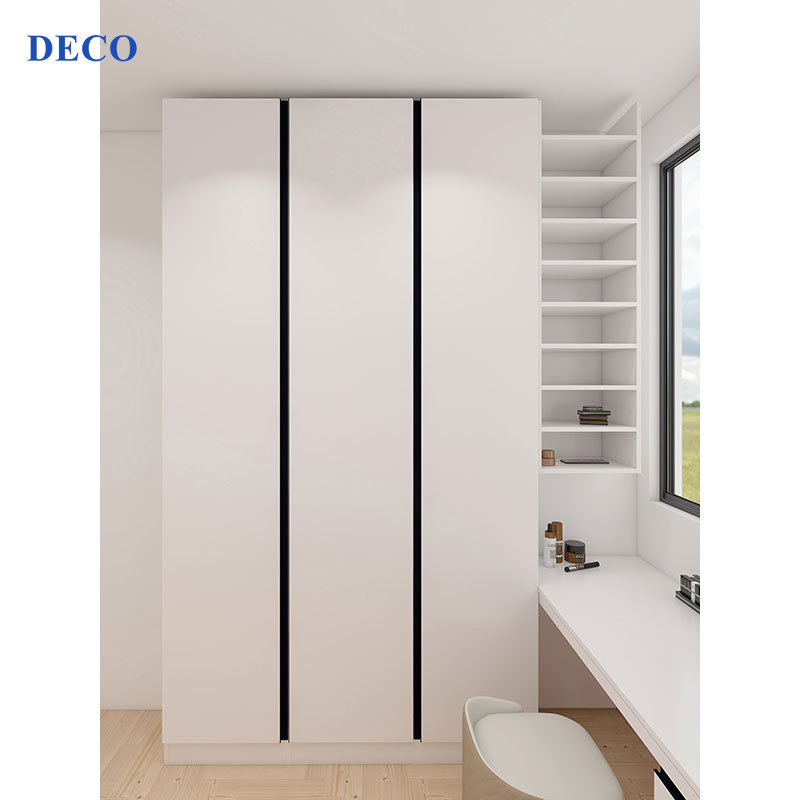 Luxury Italian Furniture Sectional Wooden Modern Built-in Lights Bookshelf white finish clothes garderobe wardrobe