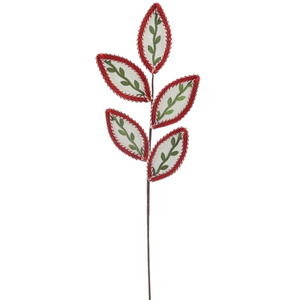 Christmas Tree Decoration Vine Patterned Poinsettia Leaf Branch in Red/Green Poinsettia Branch Christmas Floral Picks