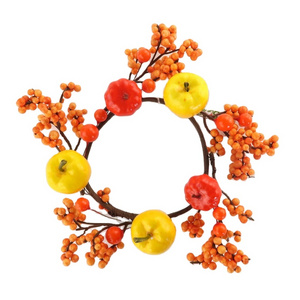 Maple leaves and pumpkin garland decor Artificial Fall-color leaves Holiday decor wholesale 86578 autumn maple candle wreath