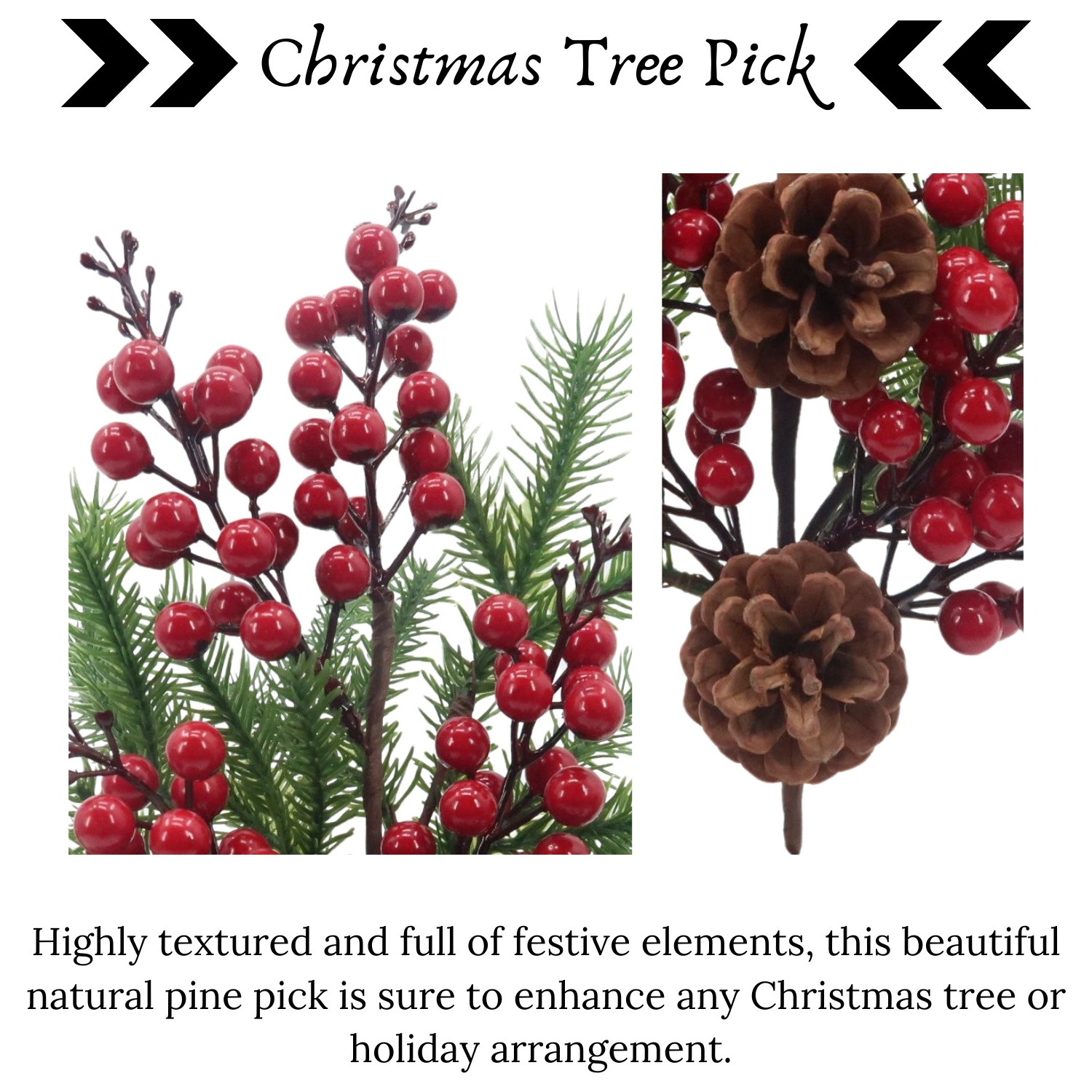 Wholesale Other Christmas Decoration Pinecone Picks for Christmas Tree Faux Red Berry Branches