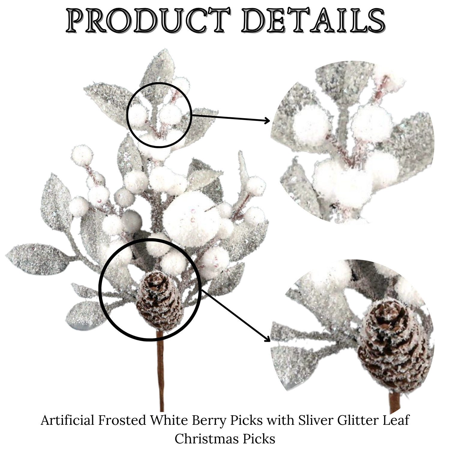 Bestselling Xmas Tree Decoration White Artificial Berry and Apple Christmas Picks Frosted Berry Picks