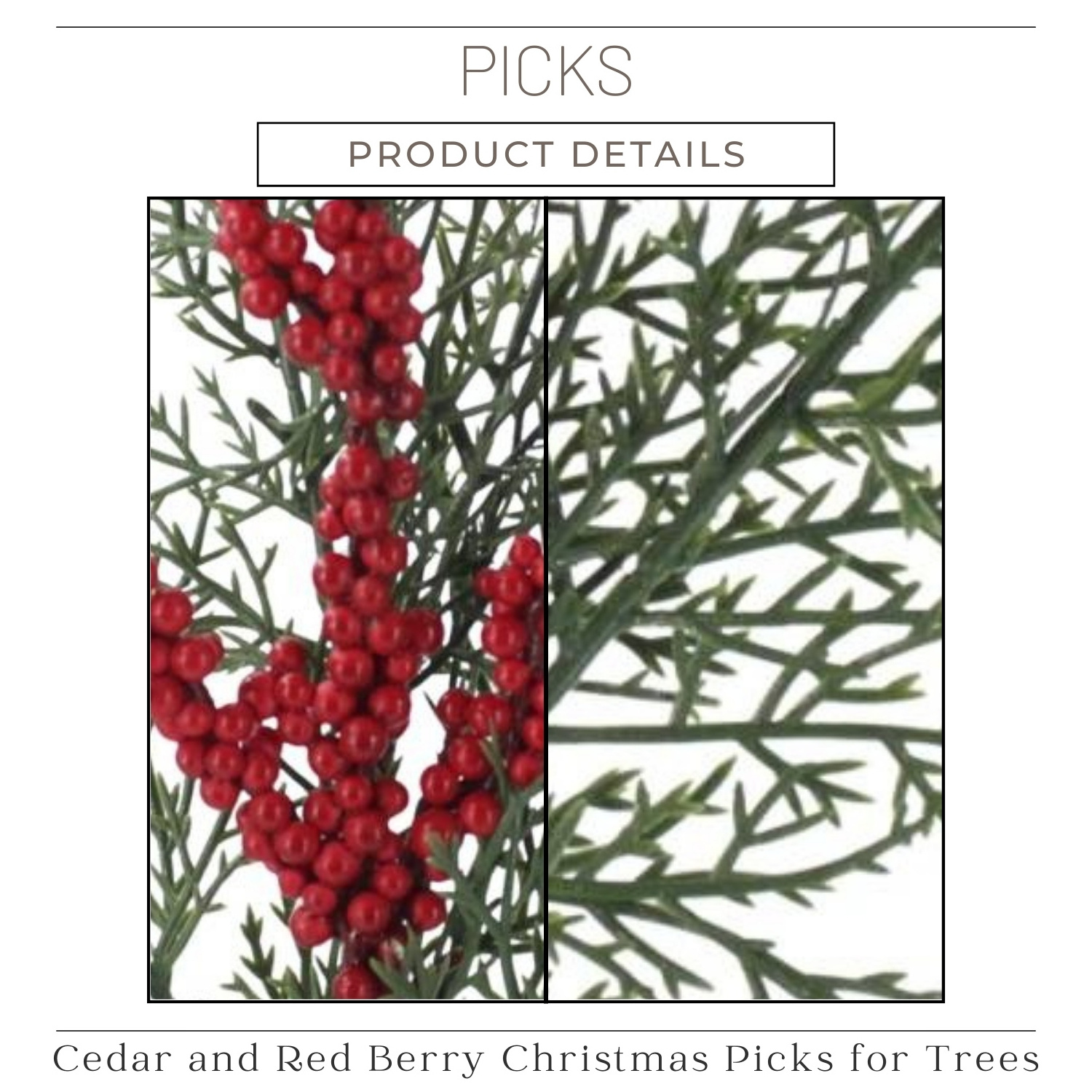 Cedar and Red Berry Christmas Picks for Trees