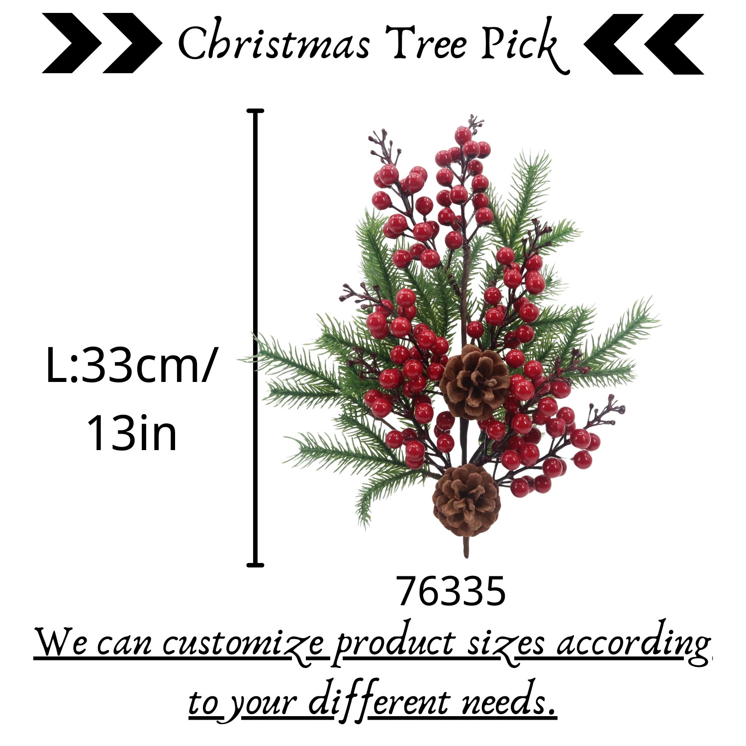 Wholesale Other Christmas Decoration Pinecone Picks for Christmas Tree Faux Red Berry Branches