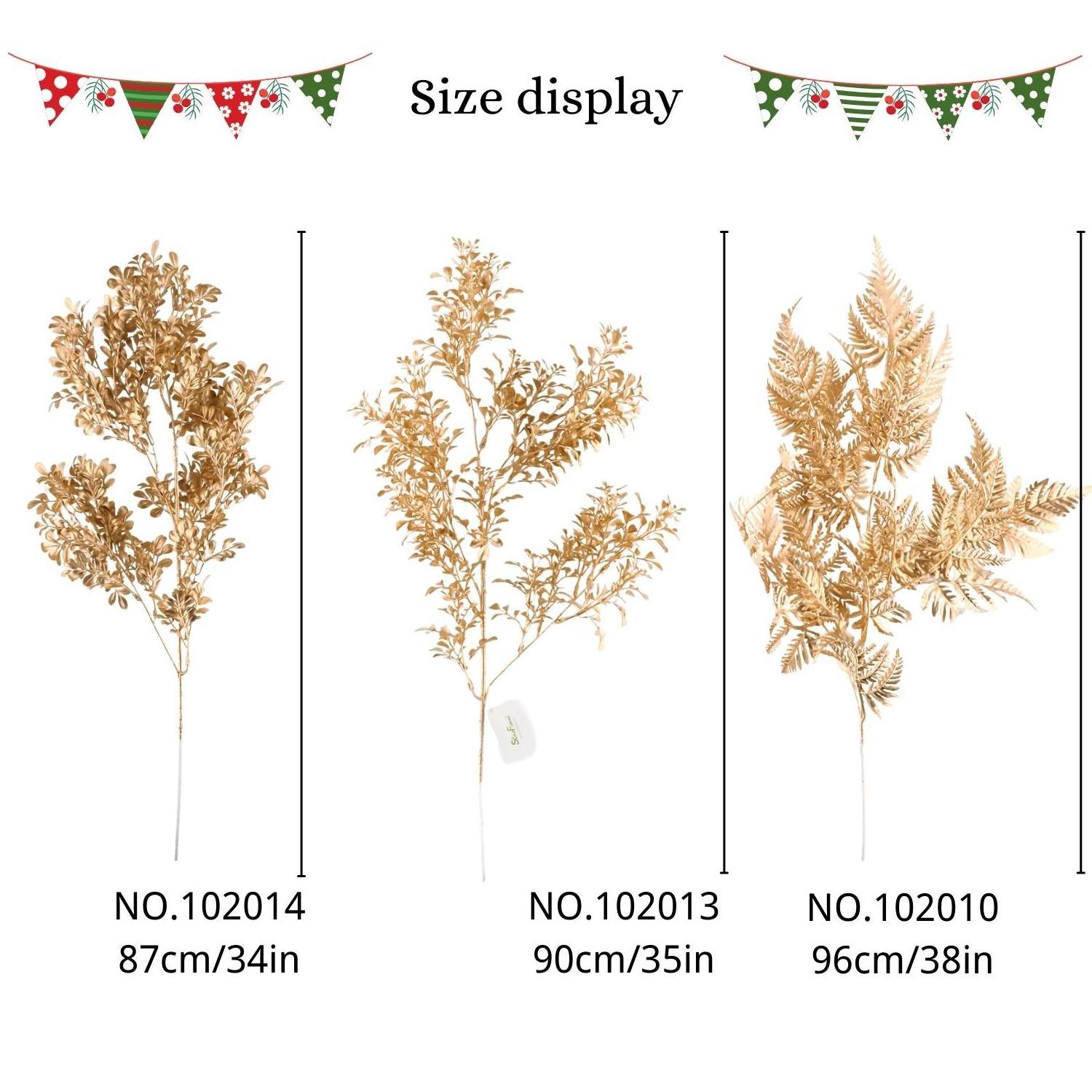 Decoration Glitter Pick Tree Decorations Branch Sprays Picks And Pick/Spray Glittered Leaf Gold Christmas Branches