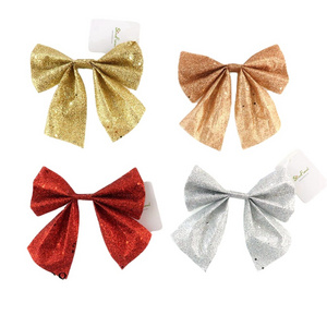 Xams Decoration 05088 Handmade Flash Fabric Bow Knot  Artificial Flash Polyester Bow Knot Decorations Christmas Red Glitter Bow