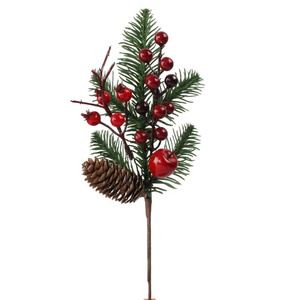 Wholesale Other Christmas Decoration  Pinecone Red Berry Artificial Picks Christmas Tree Filler Picks