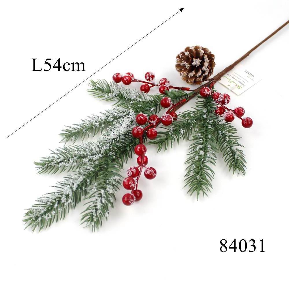 Pip fruits berries pine cone branch with snow Christmas floral picks wholesale#84031