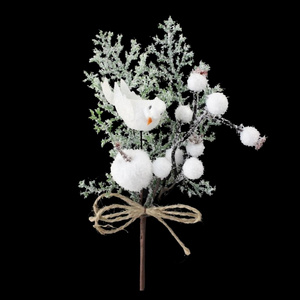 Artificial Frosted Assorted White Berries Snowy EverGreen Cedar Spray Small White Bird and Apple Christmas Tree Spray Picks