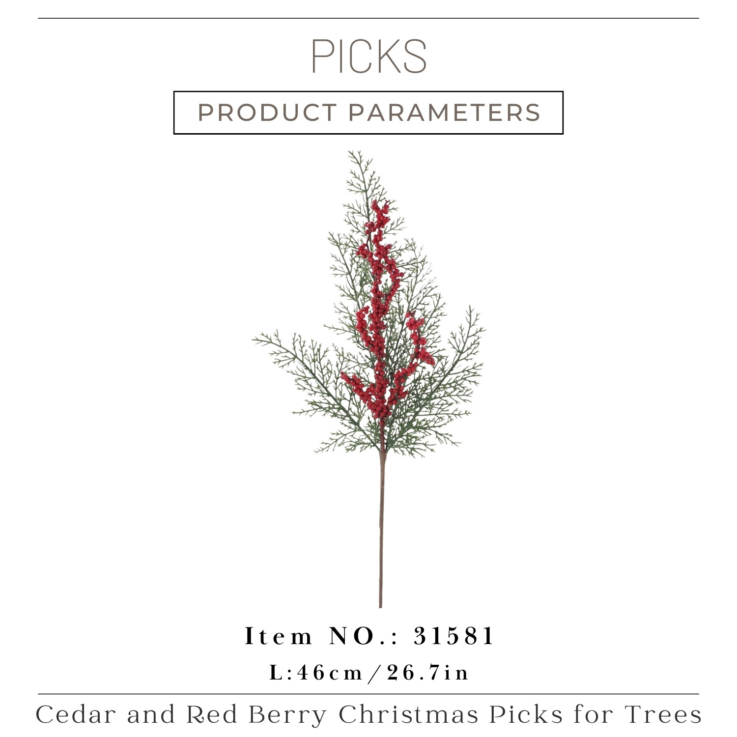 Cedar and Red Berry Christmas Picks for Trees