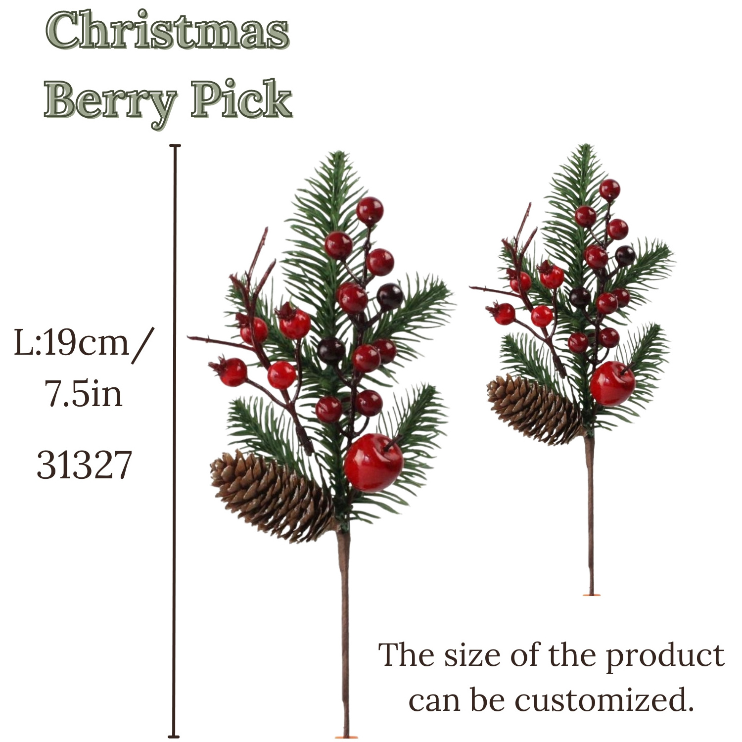 Wholesale Other Christmas Decoration  Pinecone Red Berry Artificial Picks Christmas Tree Filler Picks