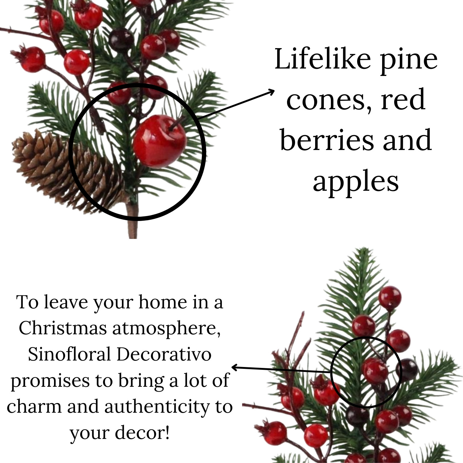 Wholesale Other Christmas Decoration  Pinecone Red Berry Artificial Picks Christmas Tree Filler Picks