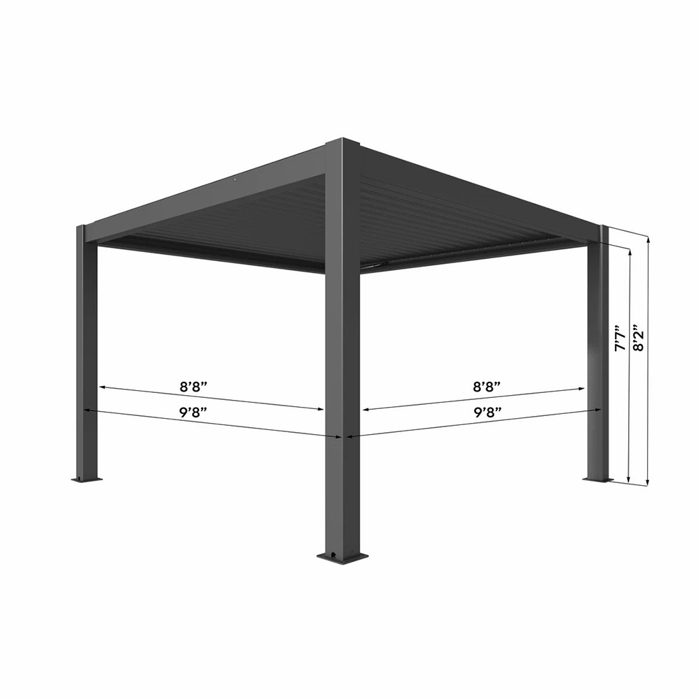 Custom Modern Pergola Aluminium Outdoor Motorized Aluminium Outdoor Waterproof Louvers Pergola and Gazebo