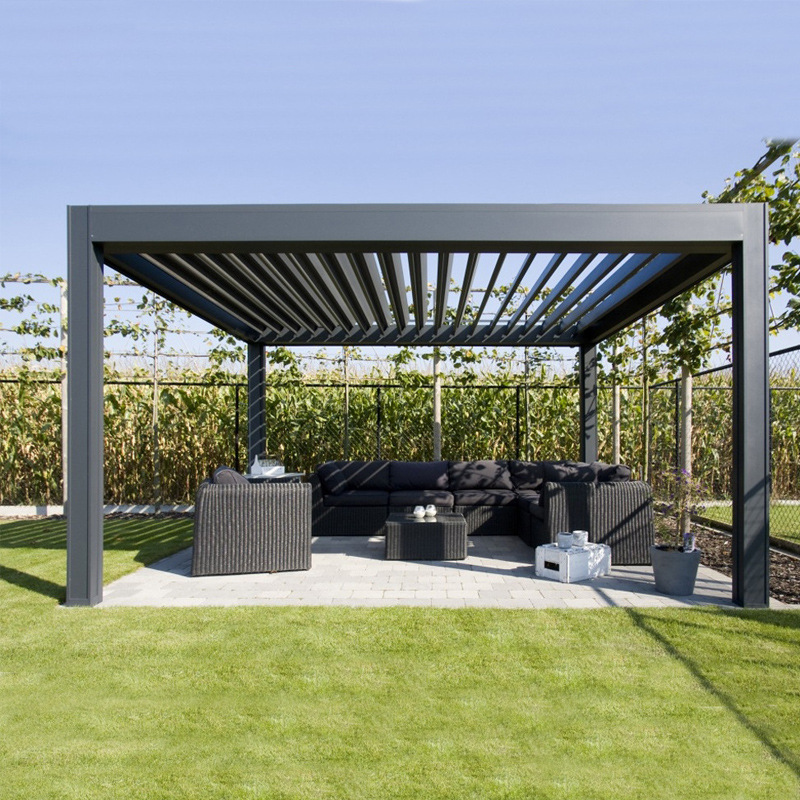 Custom 3x3 3x4 4x6 Waterproof Outdoor Aluminium Electric Pergola Motorized Louver Bioclimatic Pergola