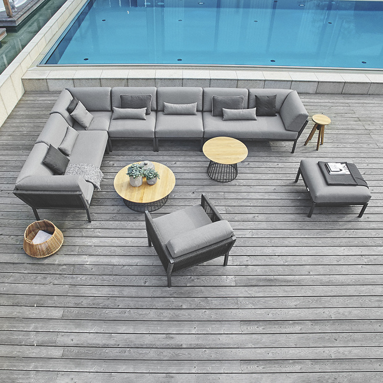 Outdoor patio furniture salon de jardin Modern Style Rope Sofa Lounge Set outdoor sectional