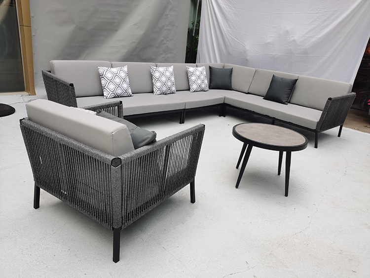 Outdoor patio furniture salon de jardin Modern Style Rope Sofa Lounge Set outdoor sectional