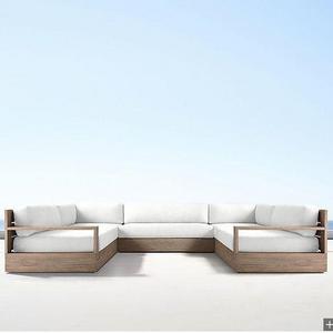 New Design Burma Teak  Wood Outdoor  Modular Sectional  U Shape Teak  Sofa Set Sectional Patio Furniture