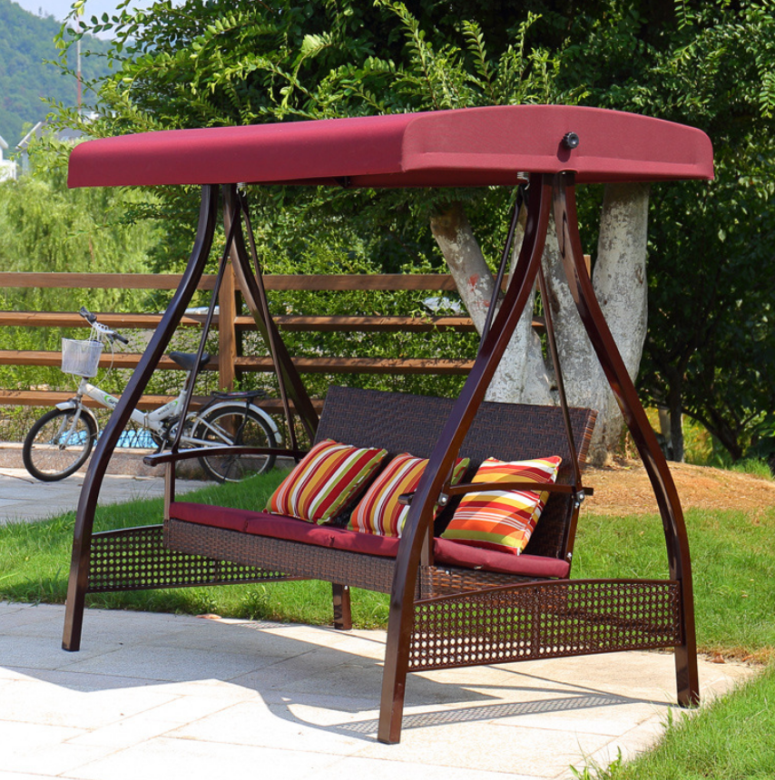 Weather Resistant Outdoor Patio Porch Double Swing Chair Garden Canopy Metal Swing