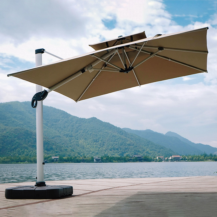 Promotional Banana Umbrella Parasol LED Outdoor Parasol with Sand Bag