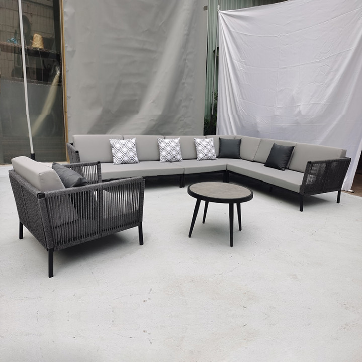 Outdoor Patio Furniture Salon Modern Style Rope Sofa Lounge Set Outdoor Sectional