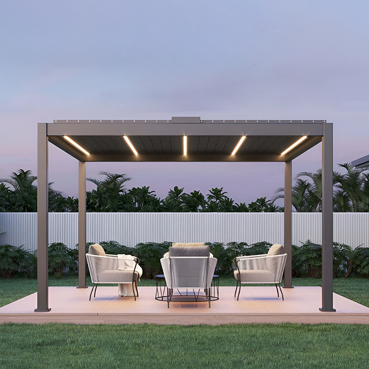 Custom Outdoor Garden Motorized Louvered Roof Waterproof Pergola Bioclimatic Gazebos Sunroom Aluminium Pergolas